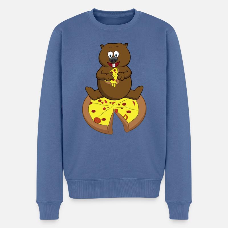 Wombat isst Pizza Süßes australisches - Männer Premium Bio Pullover - Taubenblau