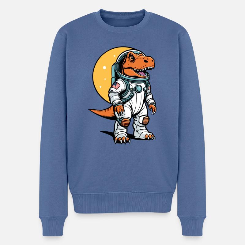 Illustration d’astronaute dinosaure - Pull Premium bio Homme - bleu pigeon