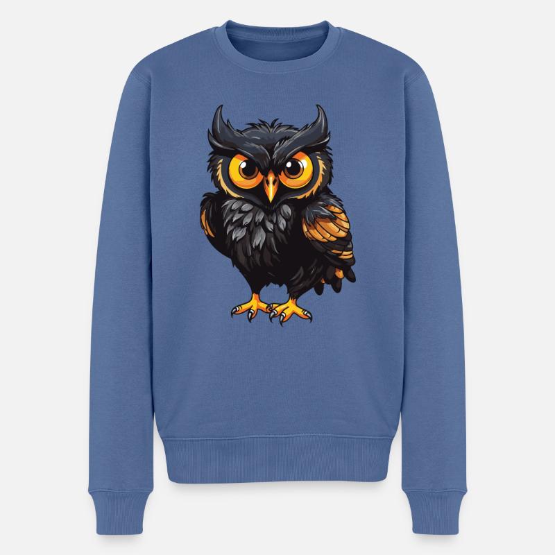 Eule Tier - Männer Premium Bio Pullover - Taubenblau