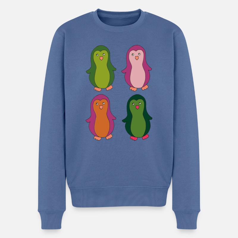 pinguine bunt - Männer Premium Bio Pullover - Taubenblau