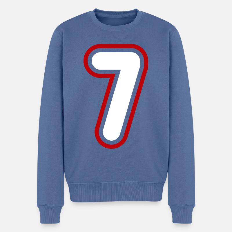7 Numéro de numéro - Pull Premium bio Homme - bleu pigeon