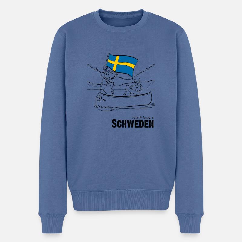 scandy und Pupsi im Kanu - Männer Premium Bio Pullover - Taubenblau