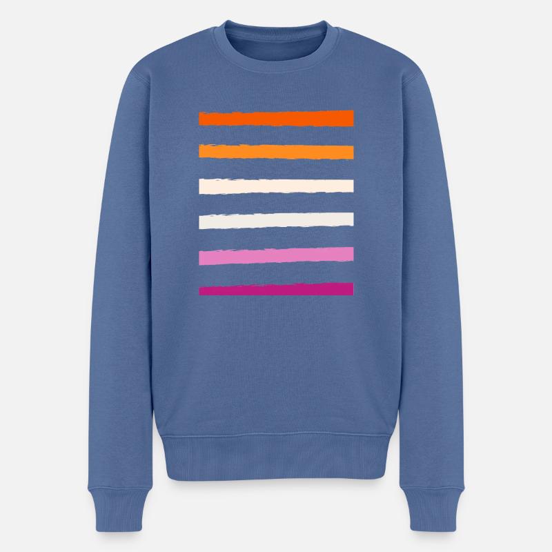 lesbian rayé - Pull Premium bio Homme - bleu pigeon