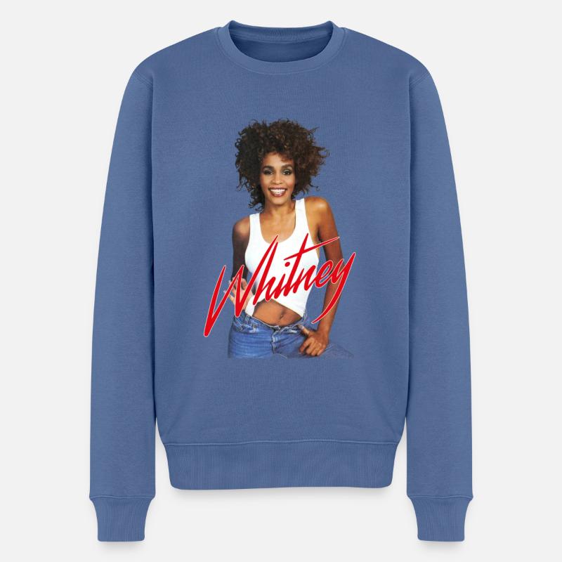 Whitney Houston Photo Avec Nom Rose - Pull Premium bio Homme - bleu pigeon