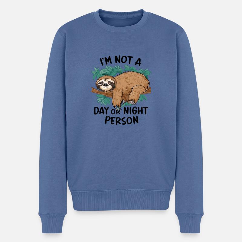 I'm Not A Day Or Night Person Faultier - Männer Premium Bio Pullover - Taubenblau