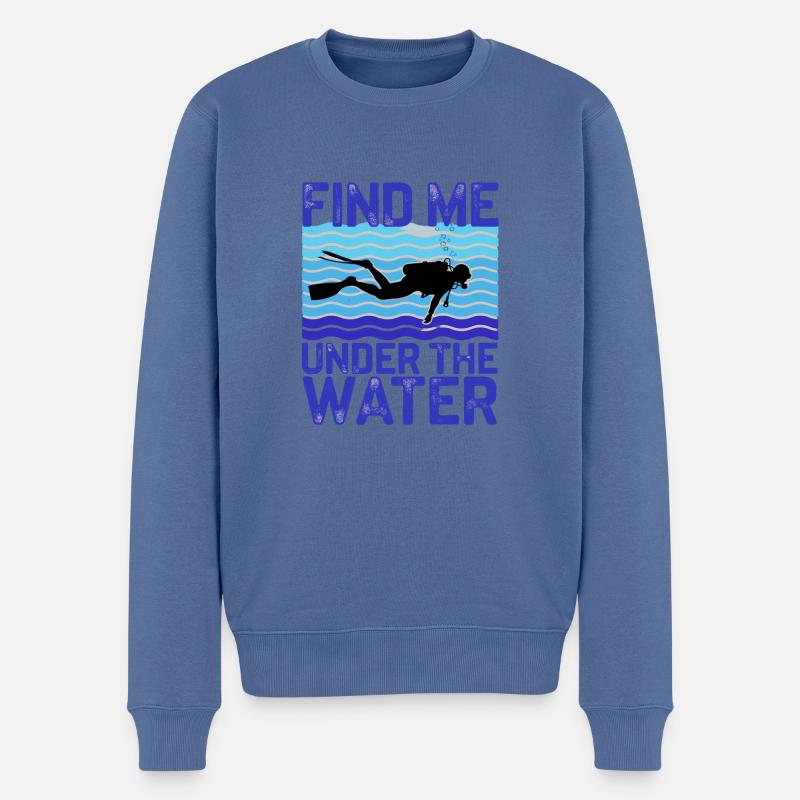 Taucher Tauchen Find me under water - Männer Premium Bio Pullover - Taubenblau