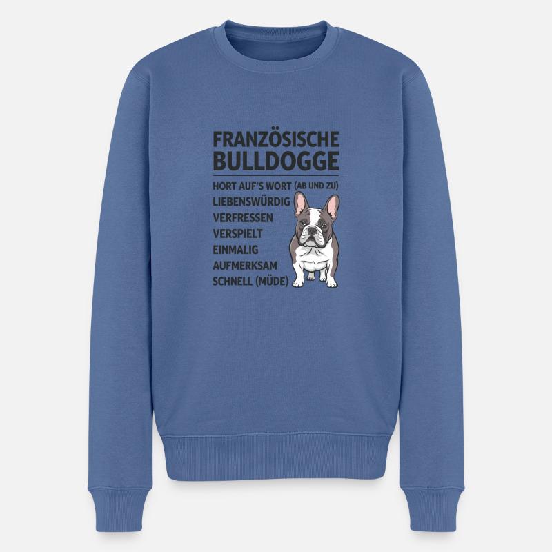 Französische Bulldogge Hund Mops - Männer Premium Bio Pullover - Taubenblau