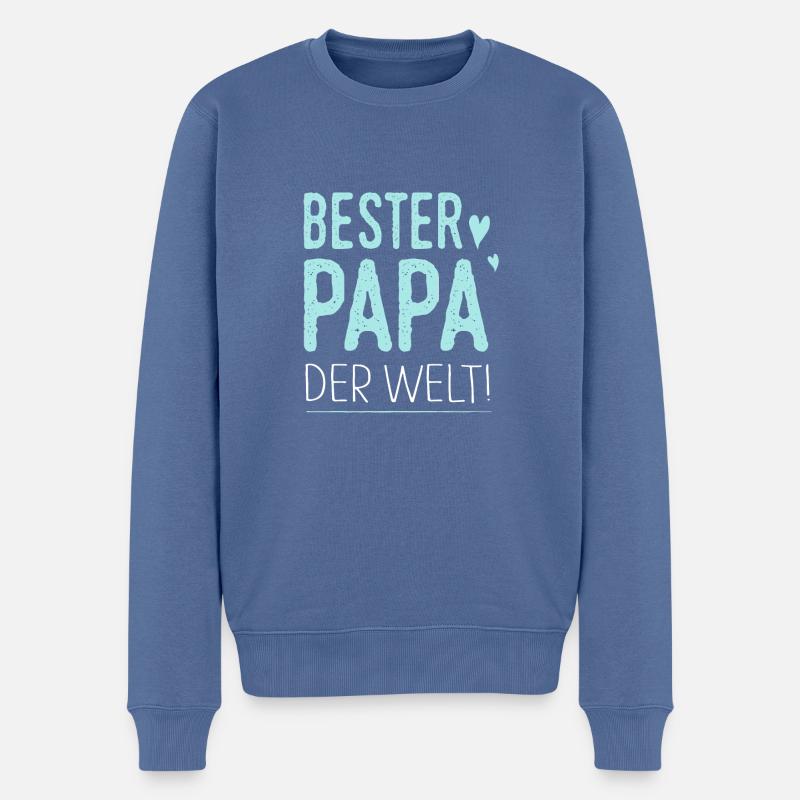 bester Papa der Welt - Männer Premium Bio Pullover - Taubenblau