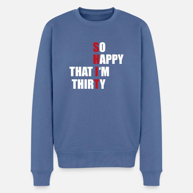 30 - Männer Premium Bio Pullover - Taubenblau