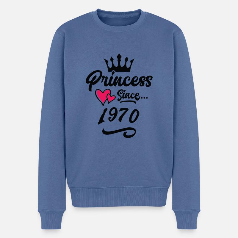 1970 Anniversaire de la princesse - Pull Premium bio Homme - bleu pigeon