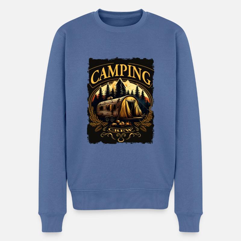 Camping Crew - Männer Premium Bio Pullover - Taubenblau