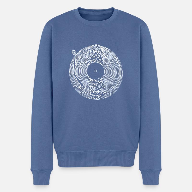 musique scratch Turntable - Pull Premium bio Homme - bleu pigeon