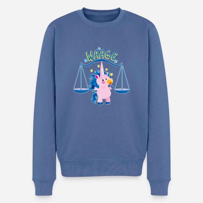 Einhorn Sternzeichen Waage - Männer Premium Bio Pullover - Taubenblau