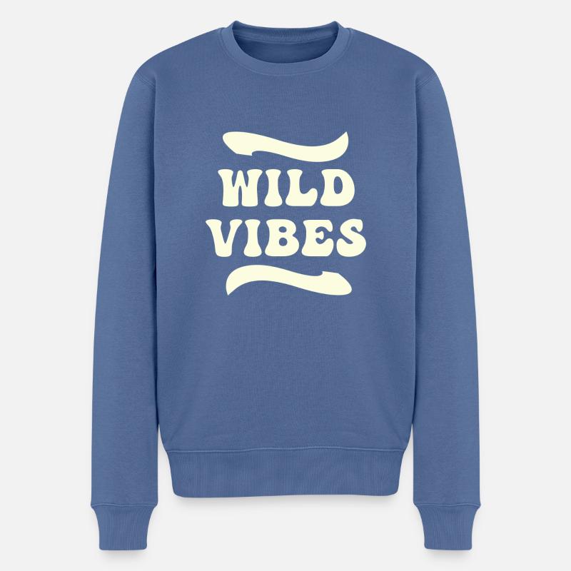 Wild Vibe - Text - Männer Premium Bio Pullover - Taubenblau