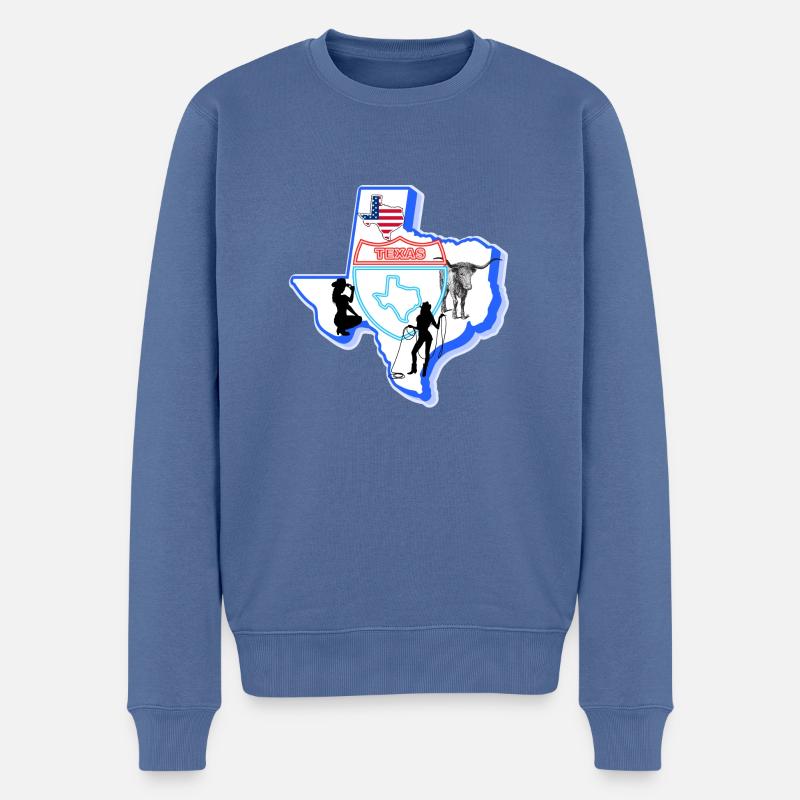 Texas, USA. - Männer Premium Bio Pullover - Taubenblau