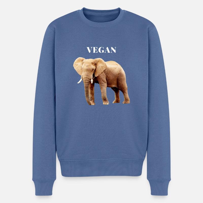 Éléphant végétalien - Pull Premium bio Homme - bleu pigeon