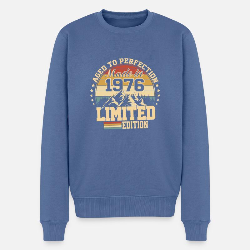 1976 Geburtstag 1976 Jahrgang 1976 Geburtstag - Männer Premium Bio Pullover - Taubenblau