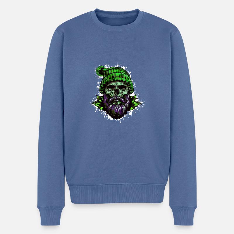 Crâne de bûcheron - Pull Premium bio Homme - bleu pigeon