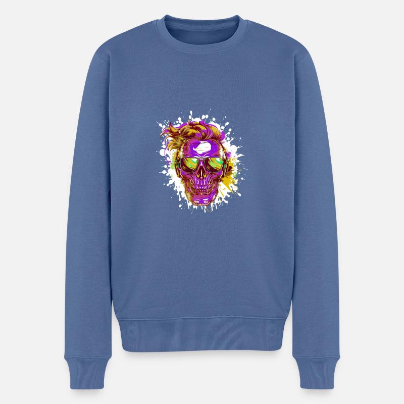 Techno Totenkopf Party - Männer Premium Bio Pullover - Taubenblau