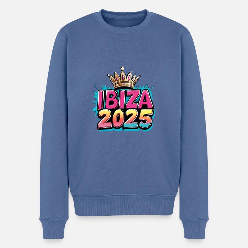 Ibiza 2025 Couronne - Pull Premium bio Homme - bleu pigeon