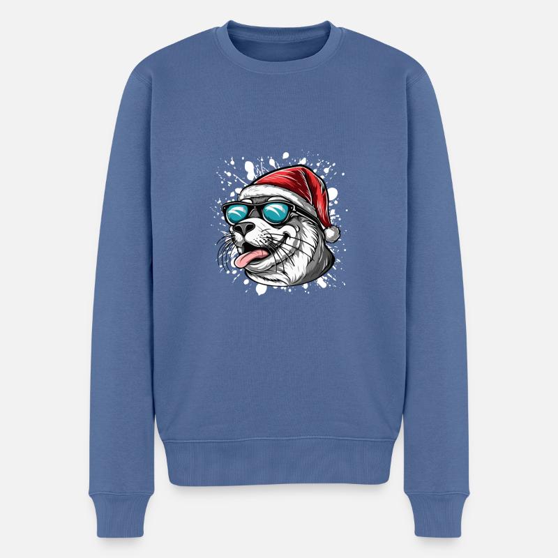 phoque animal Noël drôle - Pull Premium bio Homme - bleu pigeon