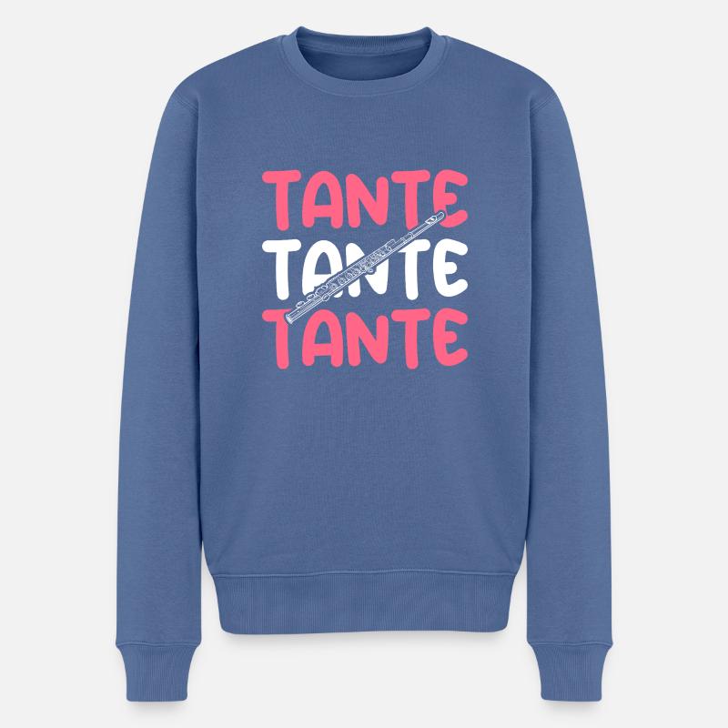Flötist Tante Querflöte - Männer Premium Bio Pullover - Taubenblau