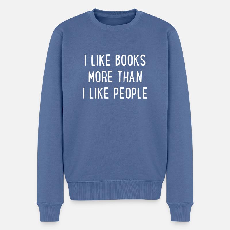 Bücher - Männer Premium Bio Pullover - Taubenblau