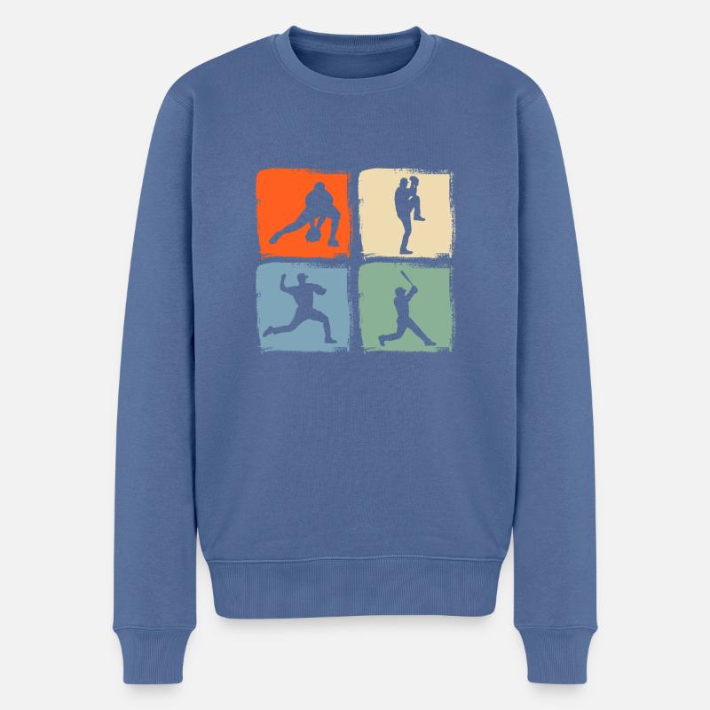 Joueur de baseball Baseball - Pull Premium bio Homme - bleu pigeon