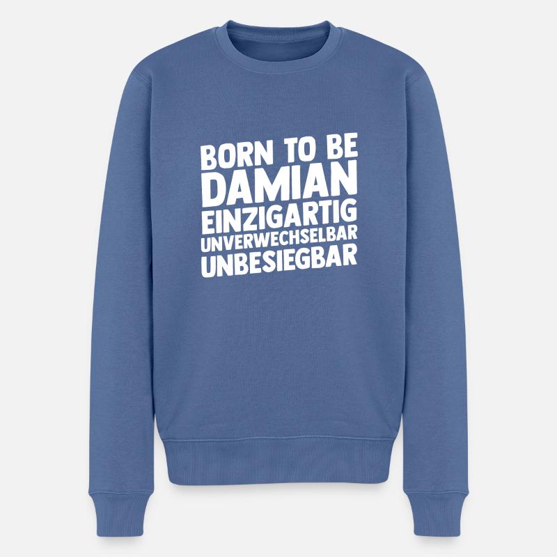 Prénom Damian - Pull Premium bio Homme - bleu pigeon