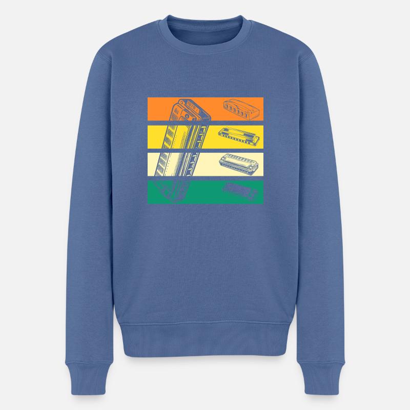 Harmonika Mundharmonika - Männer Premium Bio Pullover - Taubenblau