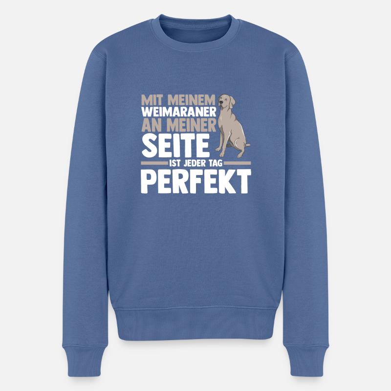 Hund Weimaraner - Männer Premium Bio Pullover - Taubenblau