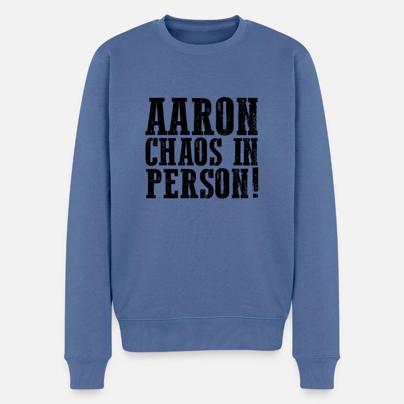 Vorname Aaron - Männer Premium Bio Pullover - Taubenblau