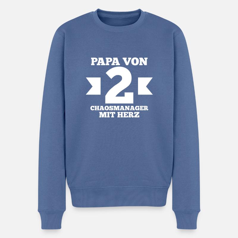Père de 2 enfants - Pull Premium bio Homme - bleu pigeon