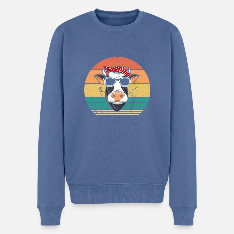Vache Highland Bovins Vaches - Pull Premium bio Homme - bleu pigeon