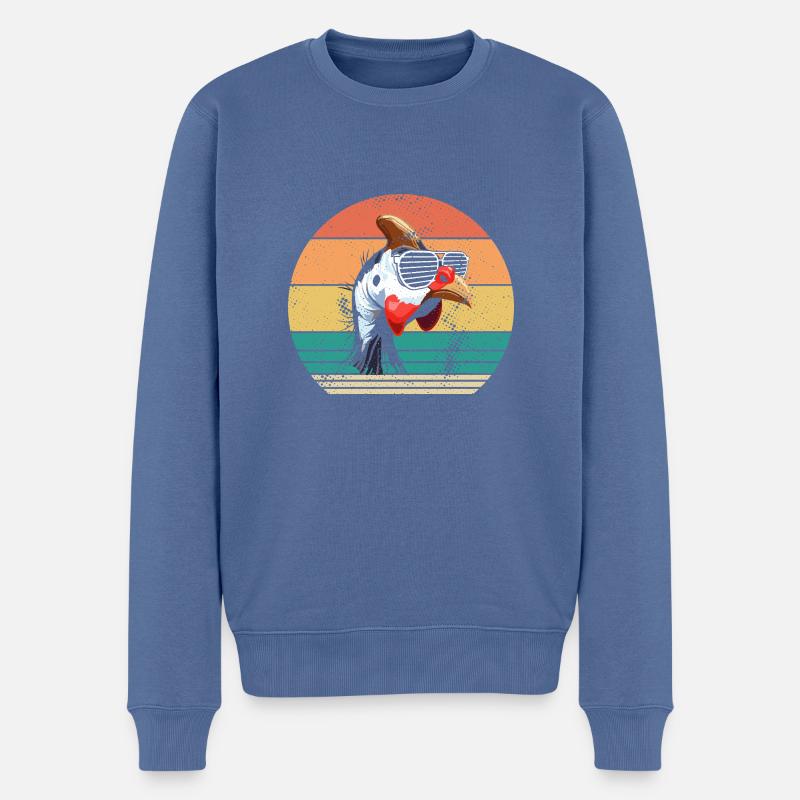 Hühner Hahn Perlhuhn - Männer Premium Bio Pullover - Taubenblau