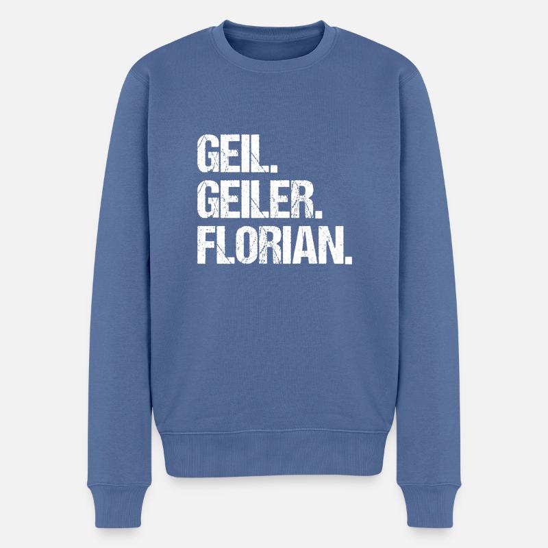 Florian - Männer Premium Bio Pullover - Taubenblau