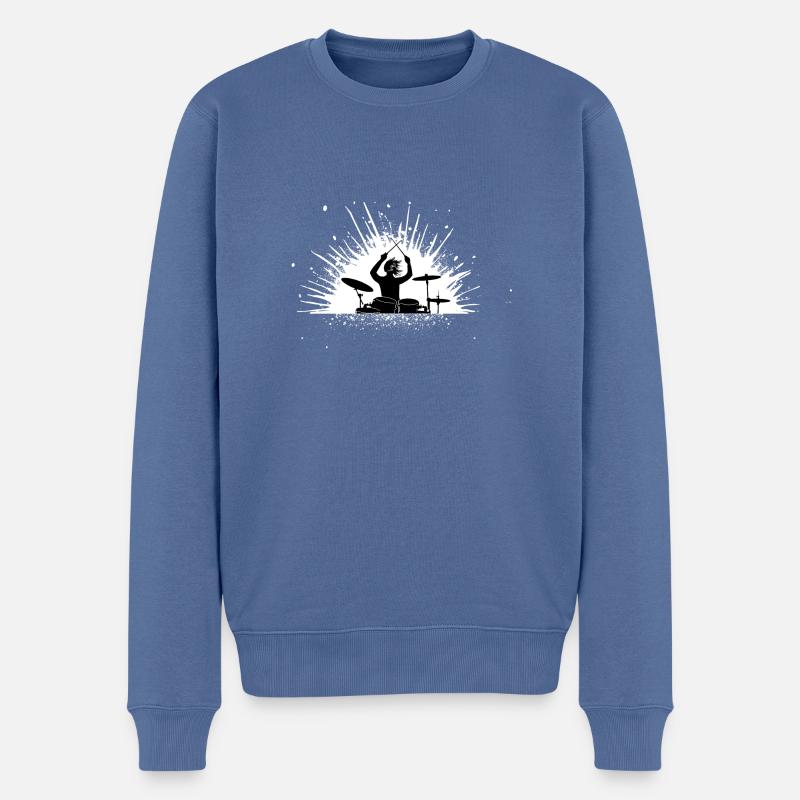 Drummer splash - auf dunkel - Männer Premium Bio Pullover - Taubenblau