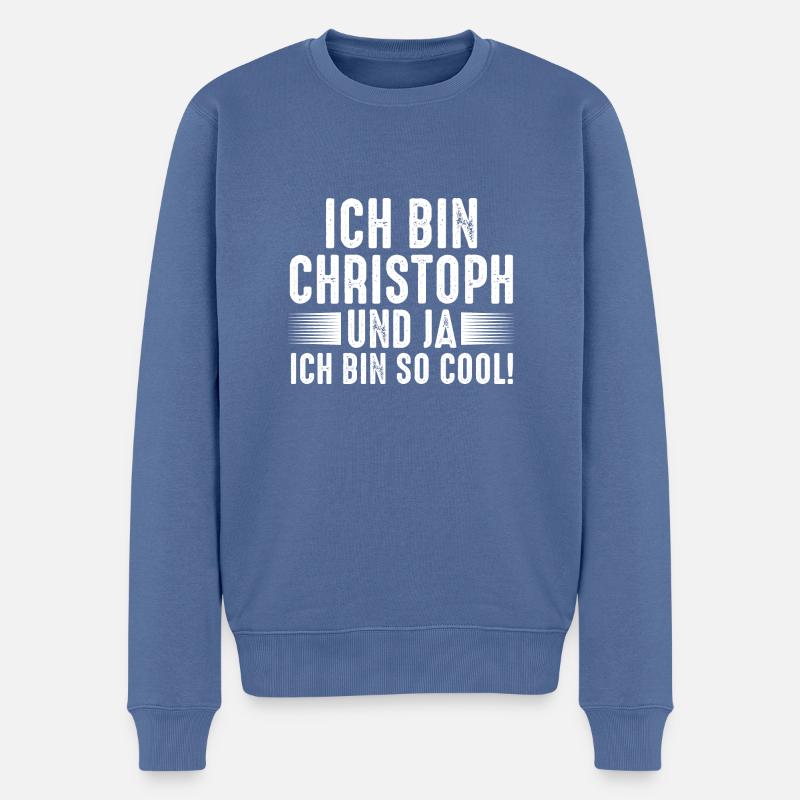 Prénom Chris Christoph - Pull Premium bio Homme - bleu pigeon