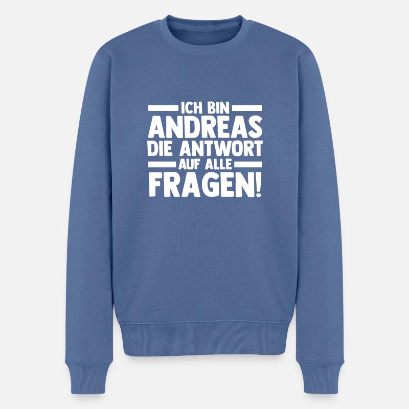 Vorname Andreas - Männer Premium Bio Pullover - Taubenblau
