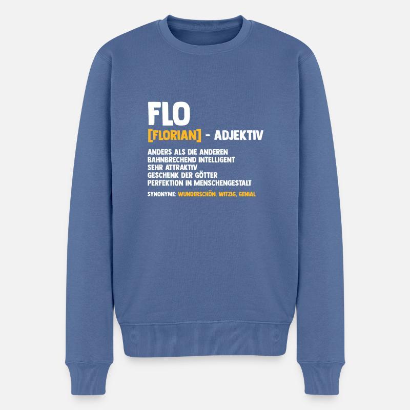 Florian - Männer Premium Bio Pullover - Taubenblau