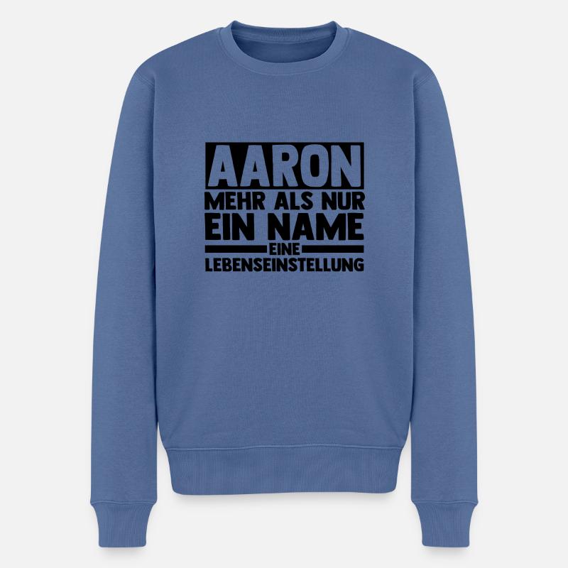 Vorname Aaron - Männer Premium Bio Pullover - Taubenblau