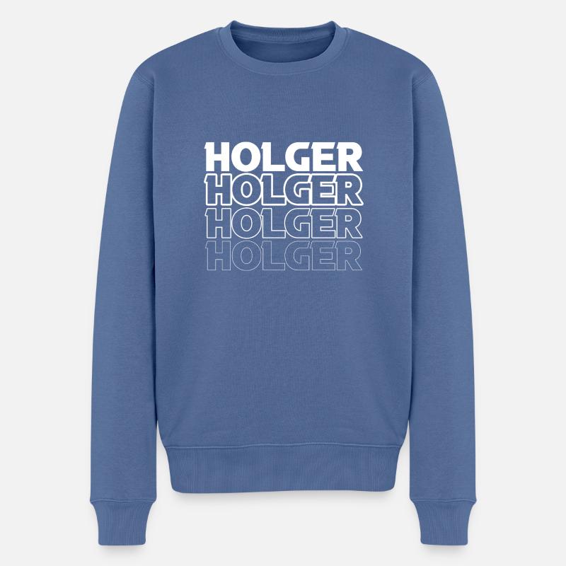 Holger - Pull Premium bio Homme - bleu pigeon