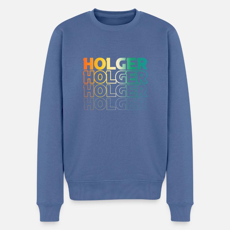 Holger - Männer Premium Bio Pullover - Taubenblau