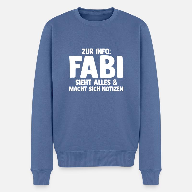 Fabian - Männer Premium Bio Pullover - Taubenblau