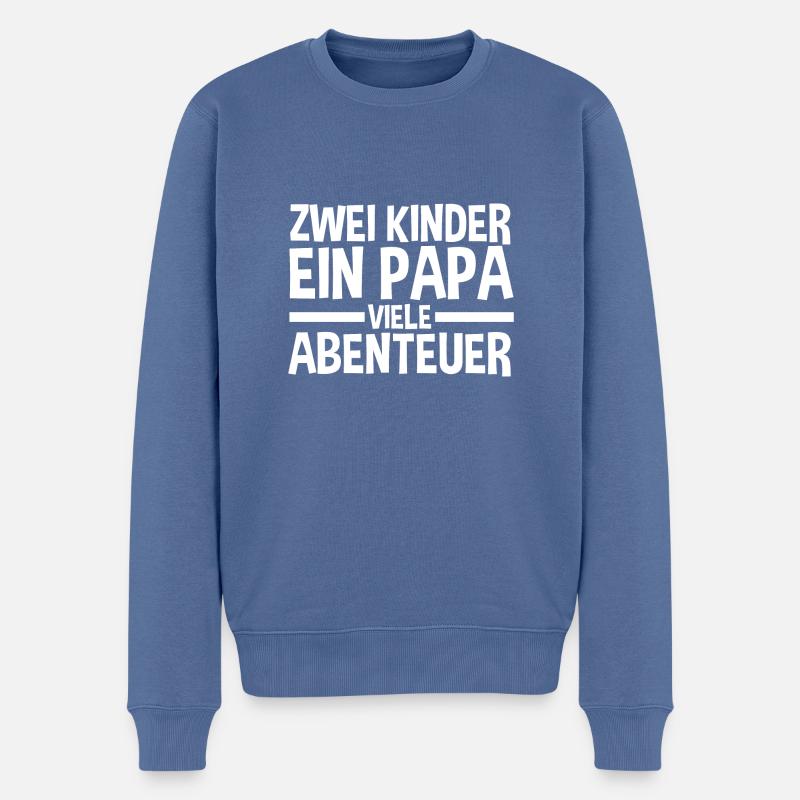Père de 2 enfants - Pull Premium bio Homme - bleu pigeon