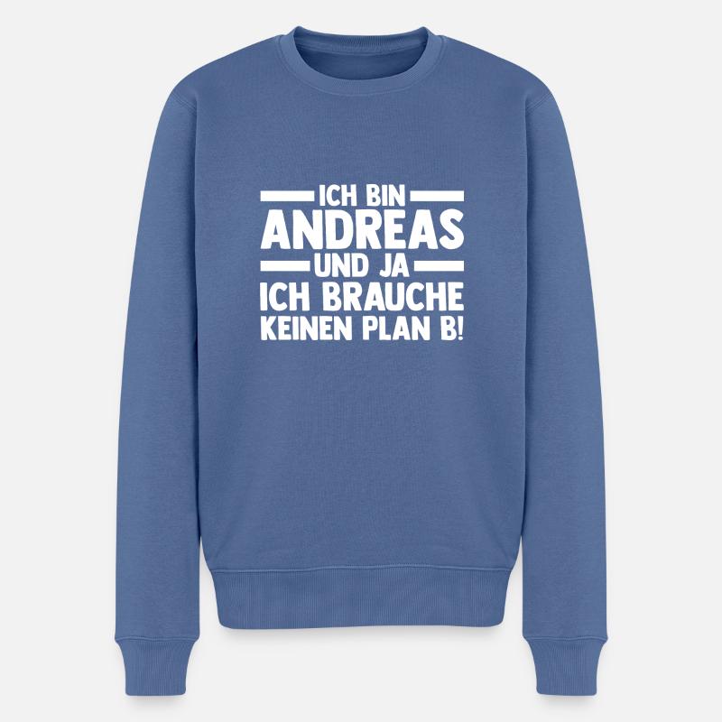 Prénom Andreas - Pull Premium bio Homme - bleu pigeon