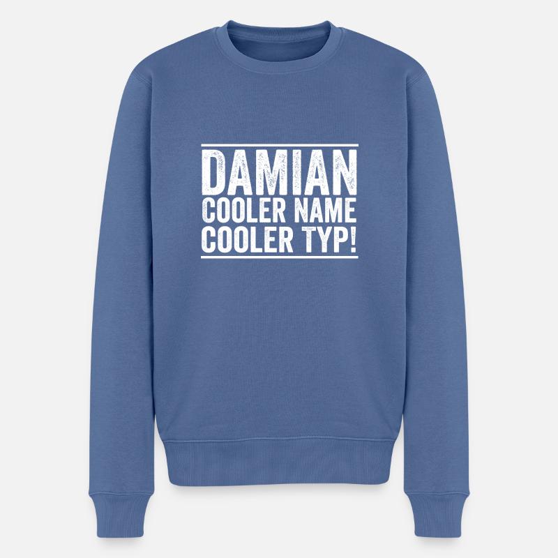 Prénom Damian - Pull Premium bio Homme - bleu pigeon