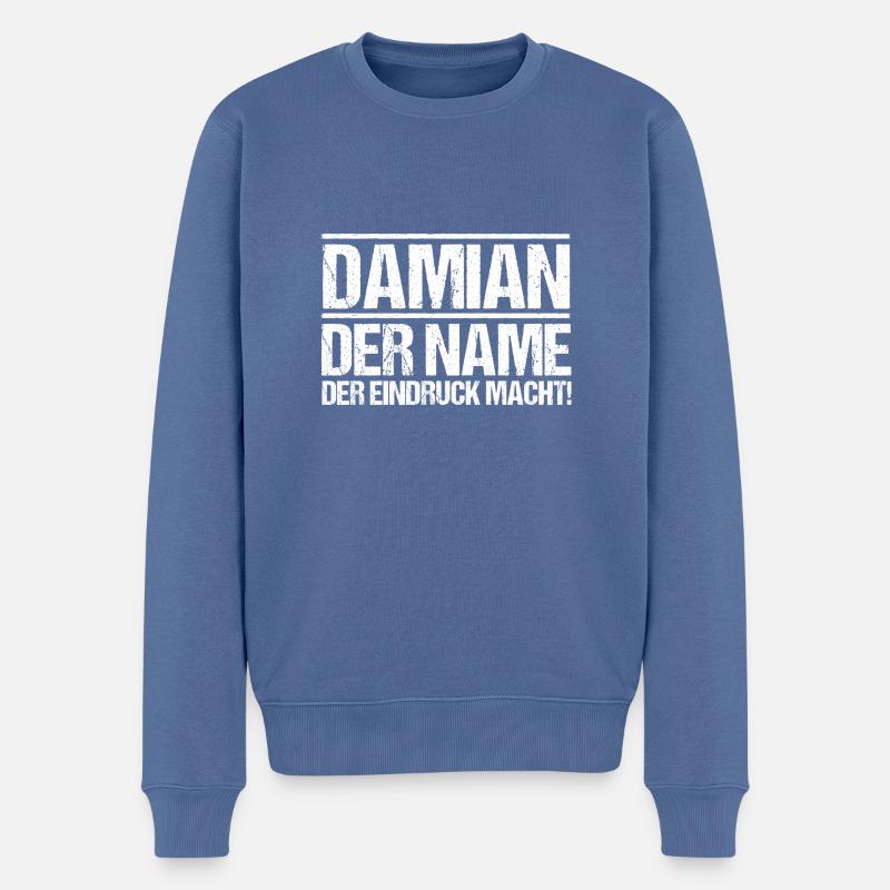Prénom Damian - Pull Premium bio Homme - bleu pigeon
