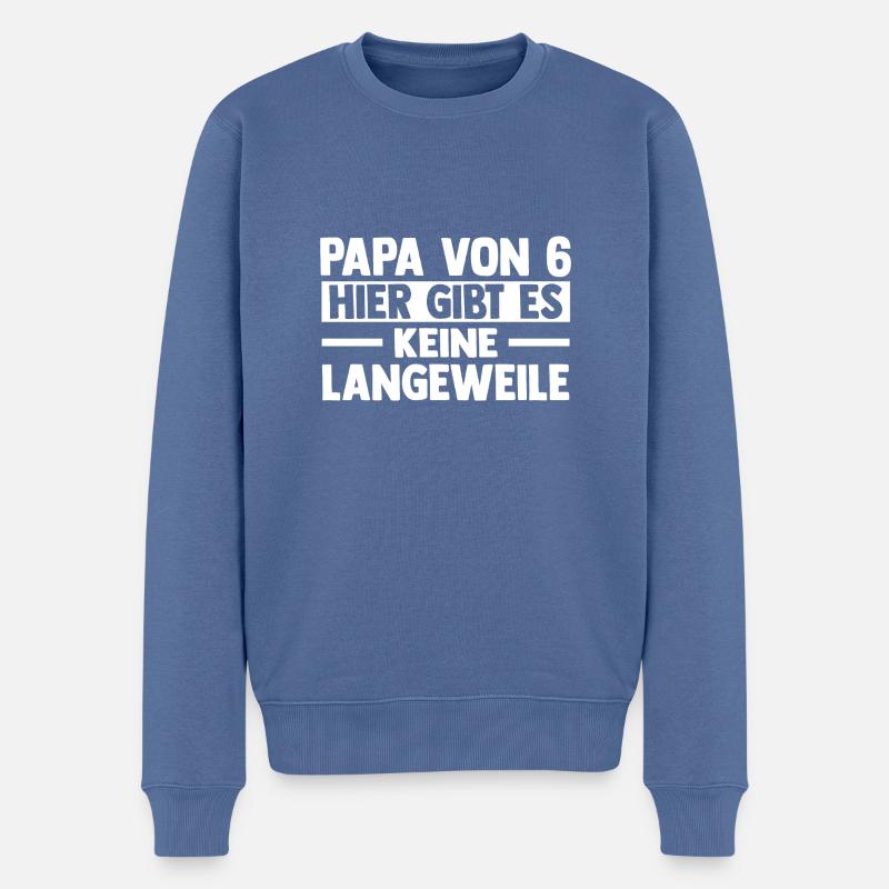 Papa Von 6 Kindern - Männer Premium Bio Pullover - Taubenblau