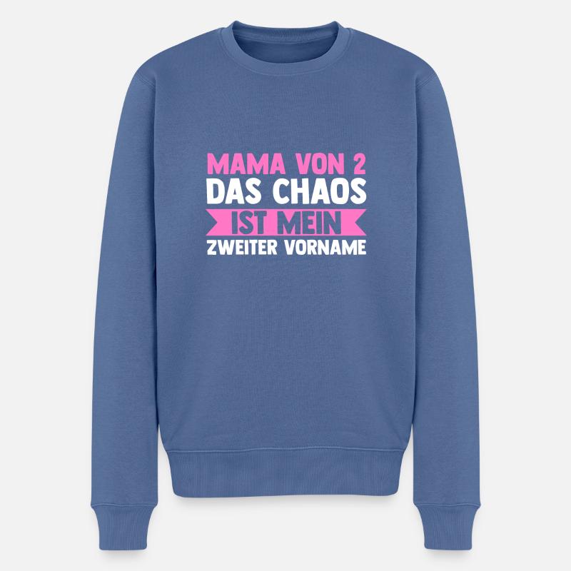 Mama Von 2 Kindern - Männer Premium Bio Pullover - Taubenblau